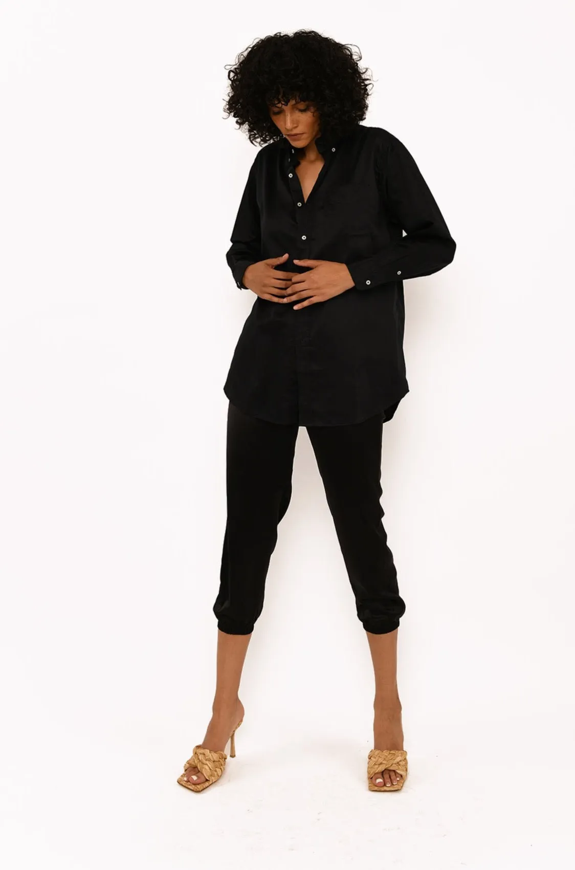 Black Cotton Oversized Poplin Shirt sold by SPRWMN product image thumbnail 3