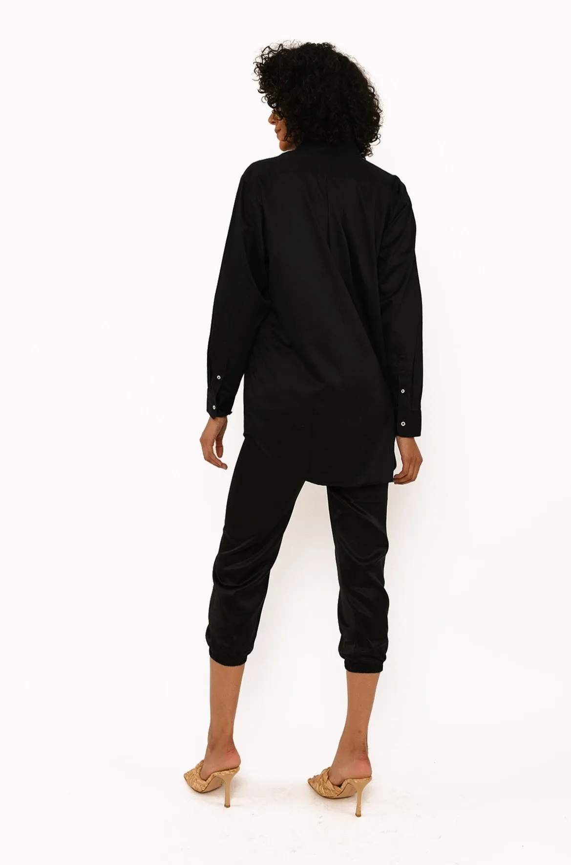 Black Cotton Oversized Poplin Shirt sold by SPRWMN product image thumbnail 4