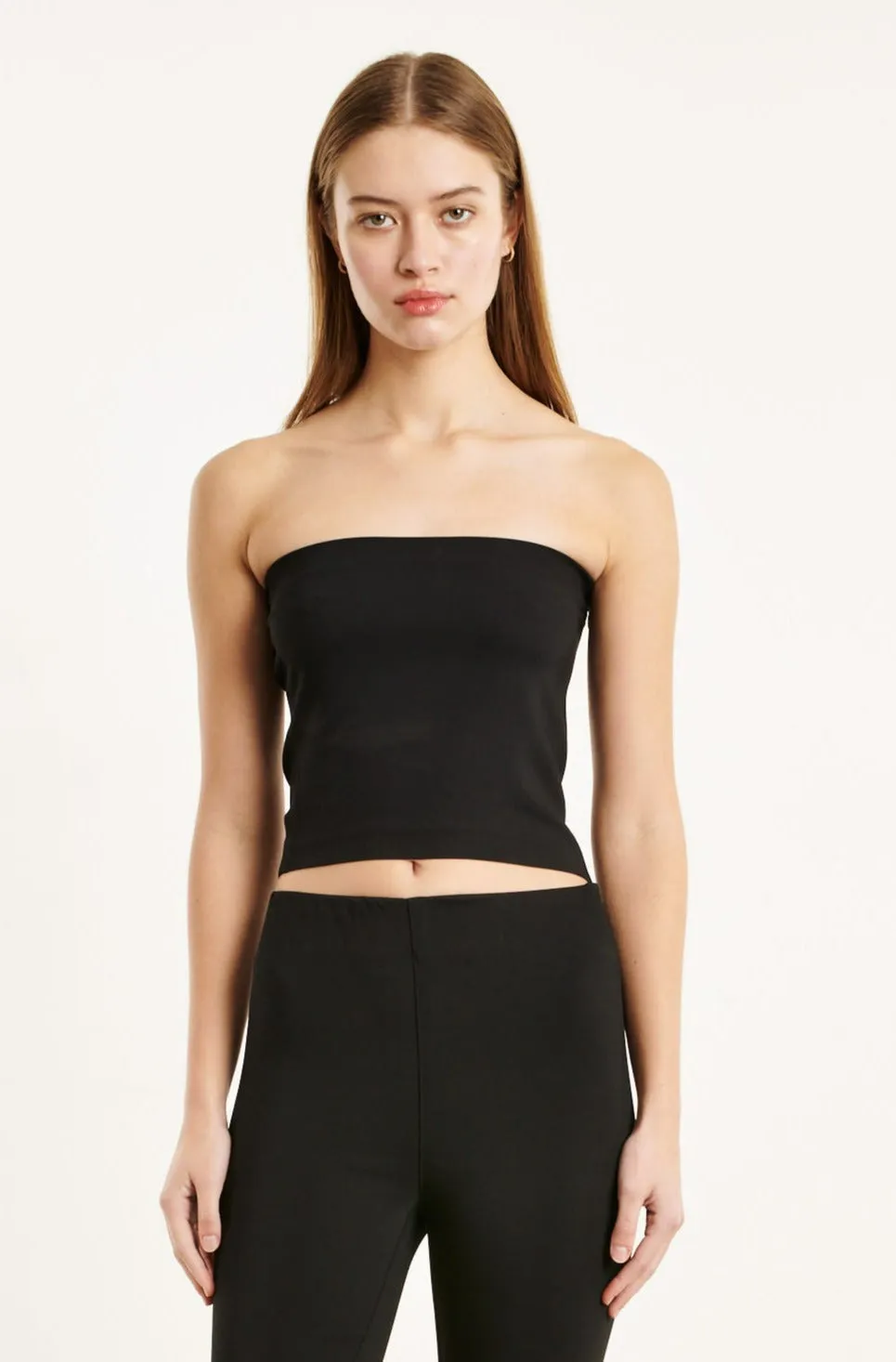 Black Crepe Tube Top sold by SPRWMN