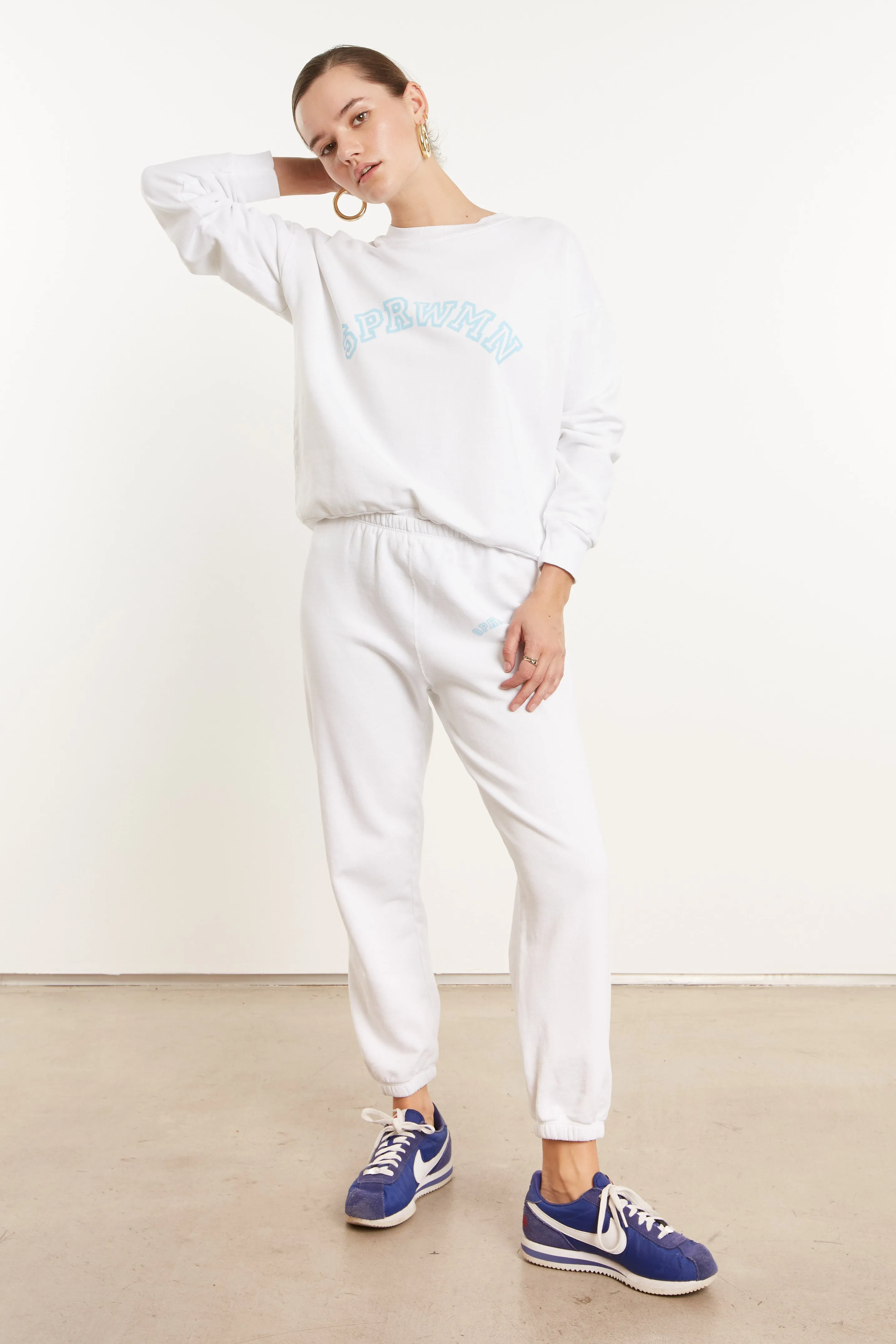 White Cotton College Logo Sweatpants sold by SPRWMN product image thumbnail 5