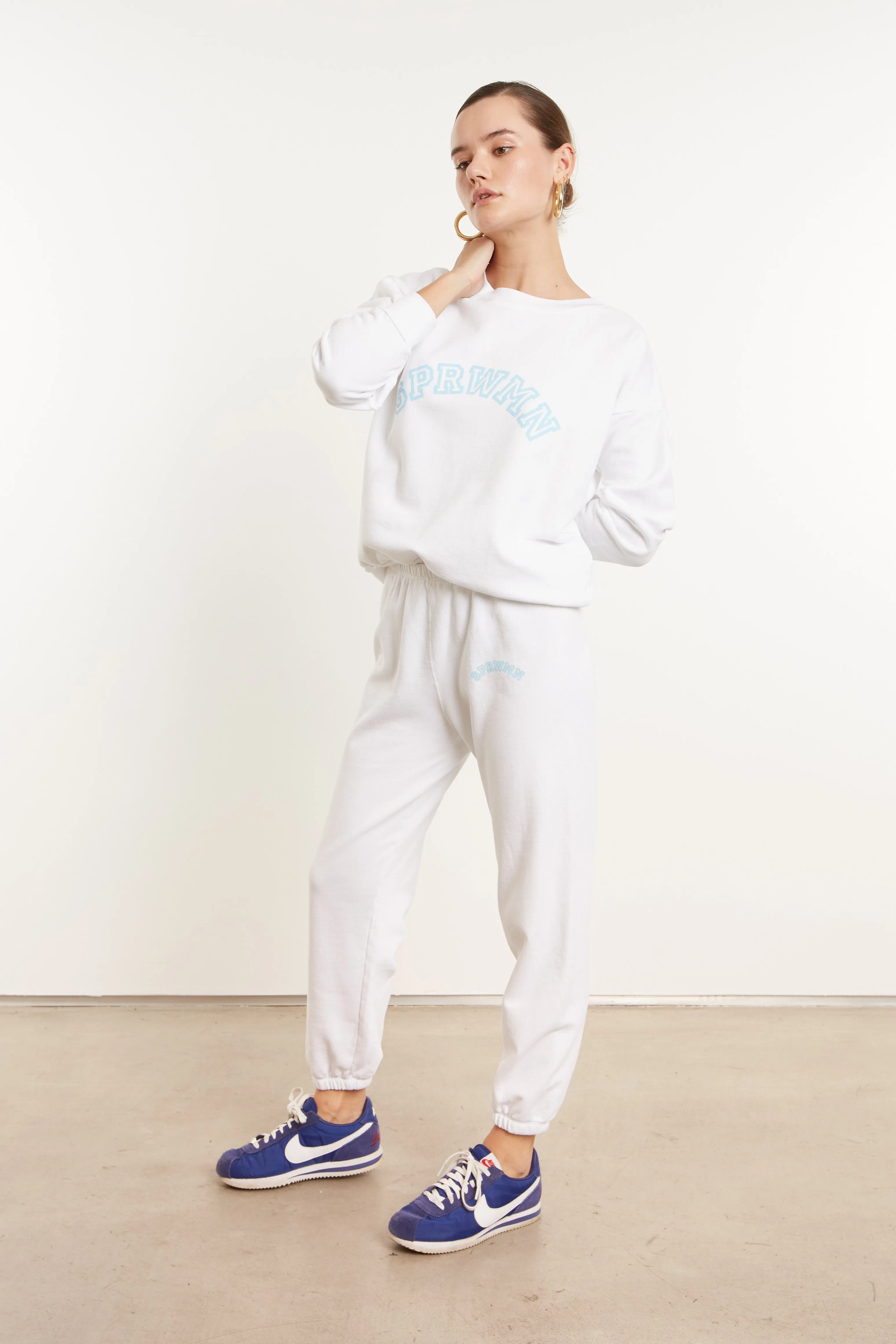 White Cotton College Logo Sweatpants sold by SPRWMN product image thumbnail 3
