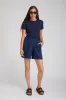 Navy Linen Culotte Shorts sold by SPRWMN