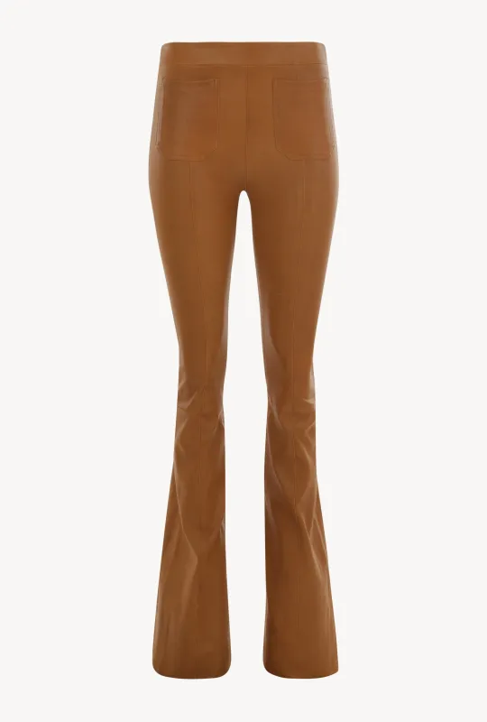 Camel Leather Patch Pocket Super Flare Pants made by SPRWMN