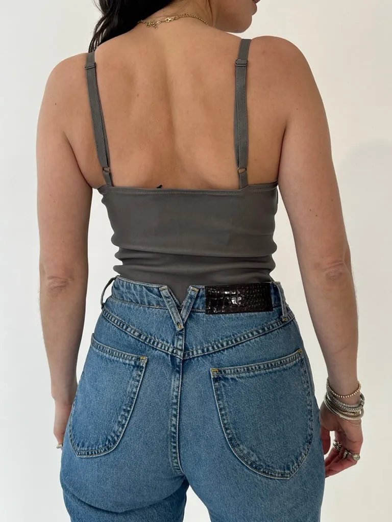 Washed Grey Leather Camisole Tank sold by SPRWMN product image thumbnail 2