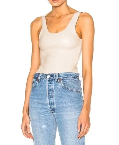 Off White Leather Bodysuit sold by SPRWMN