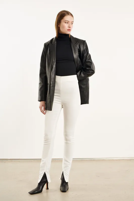 White Crepe Ankle Zipper Pants sold by SPRWMN