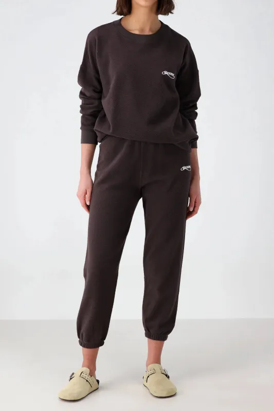 Chocolate Embroidered Cotton Plush Sweatshirt sold by SPRWMN