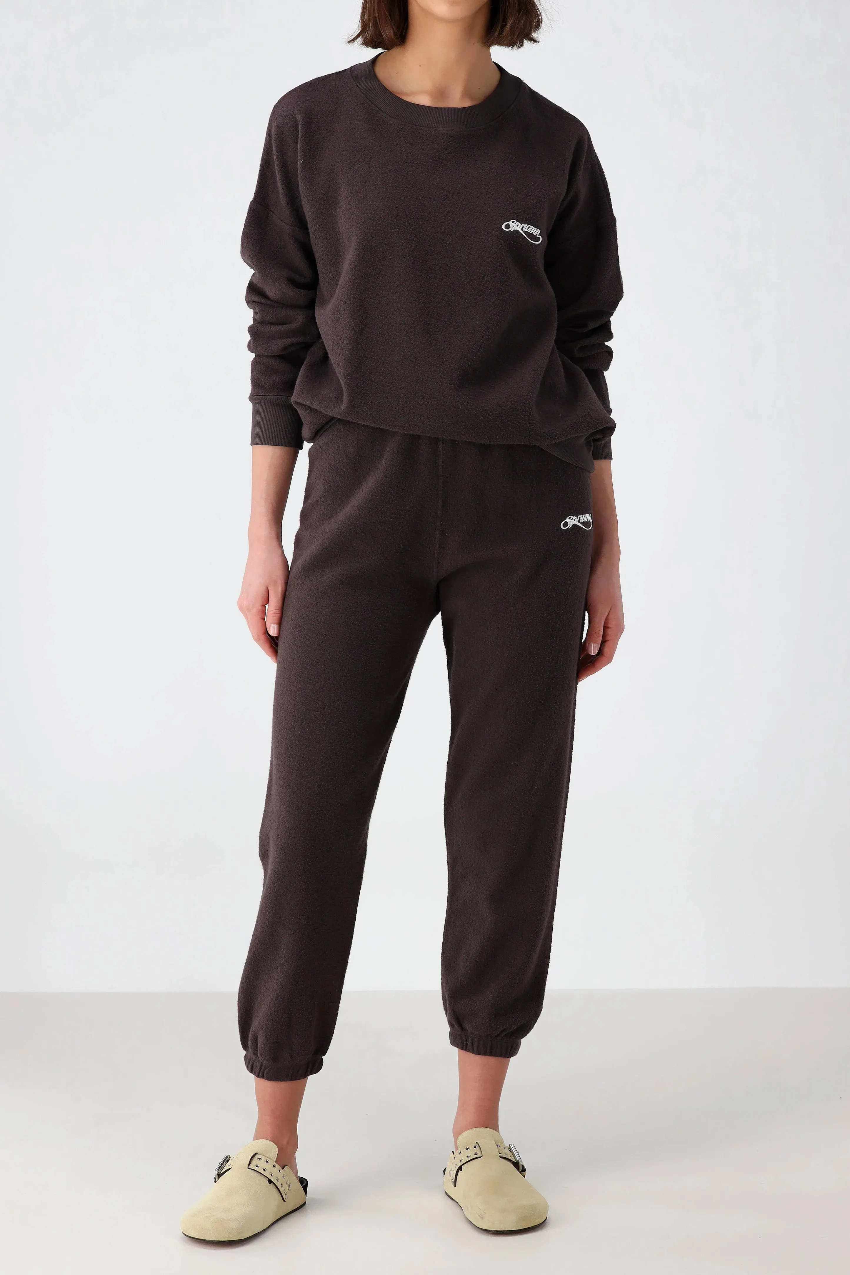 Chocolate Embroidered Cotton Plush Sweatshirt sold by SPRWMN