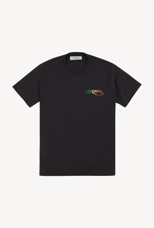 Faded Black Cotton Script Logo Tee made by SPRWMN
