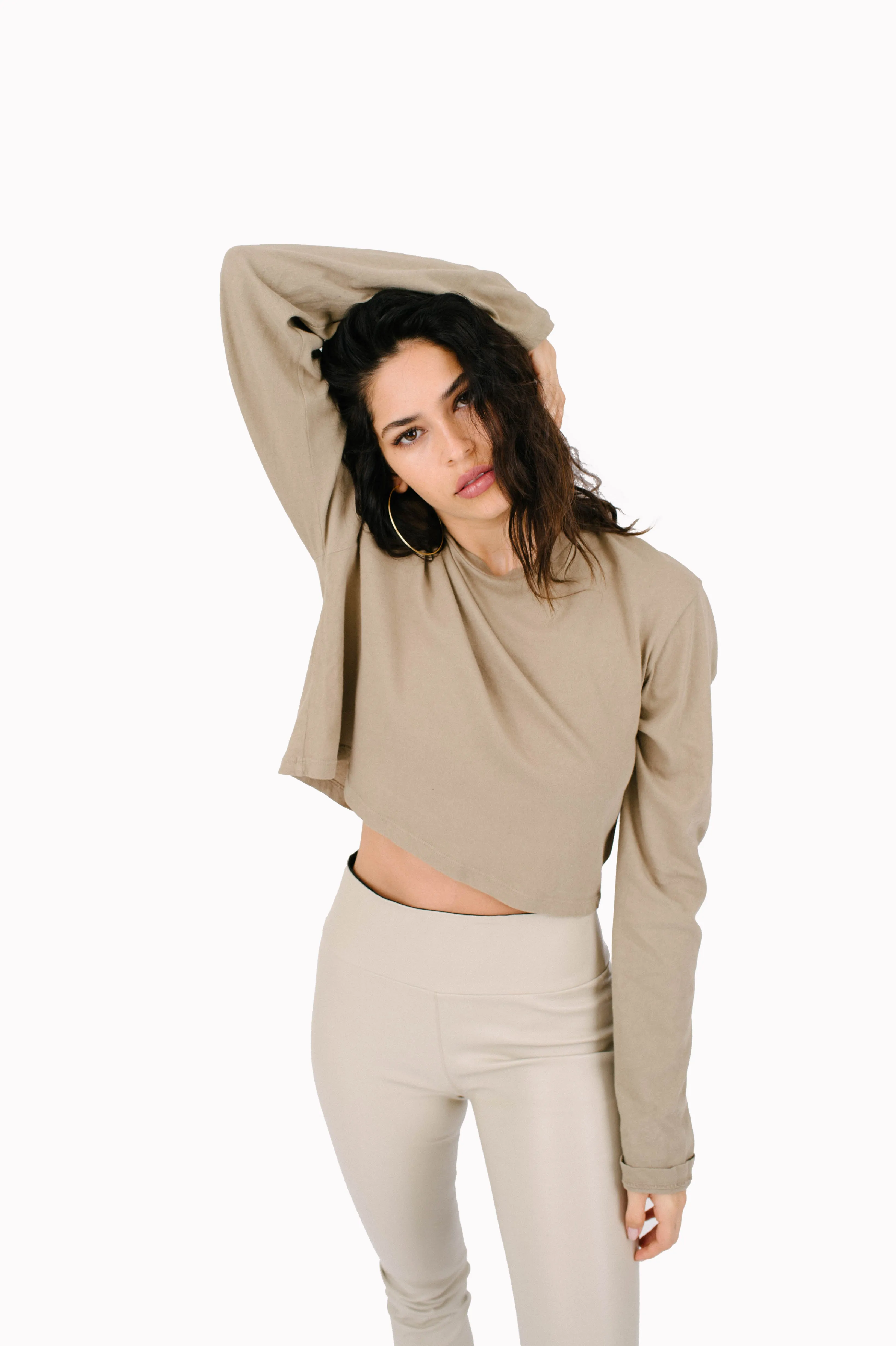 Sand Cotton Crop Long Sleeve Tee sold by SPRWMN product image thumbnail 3