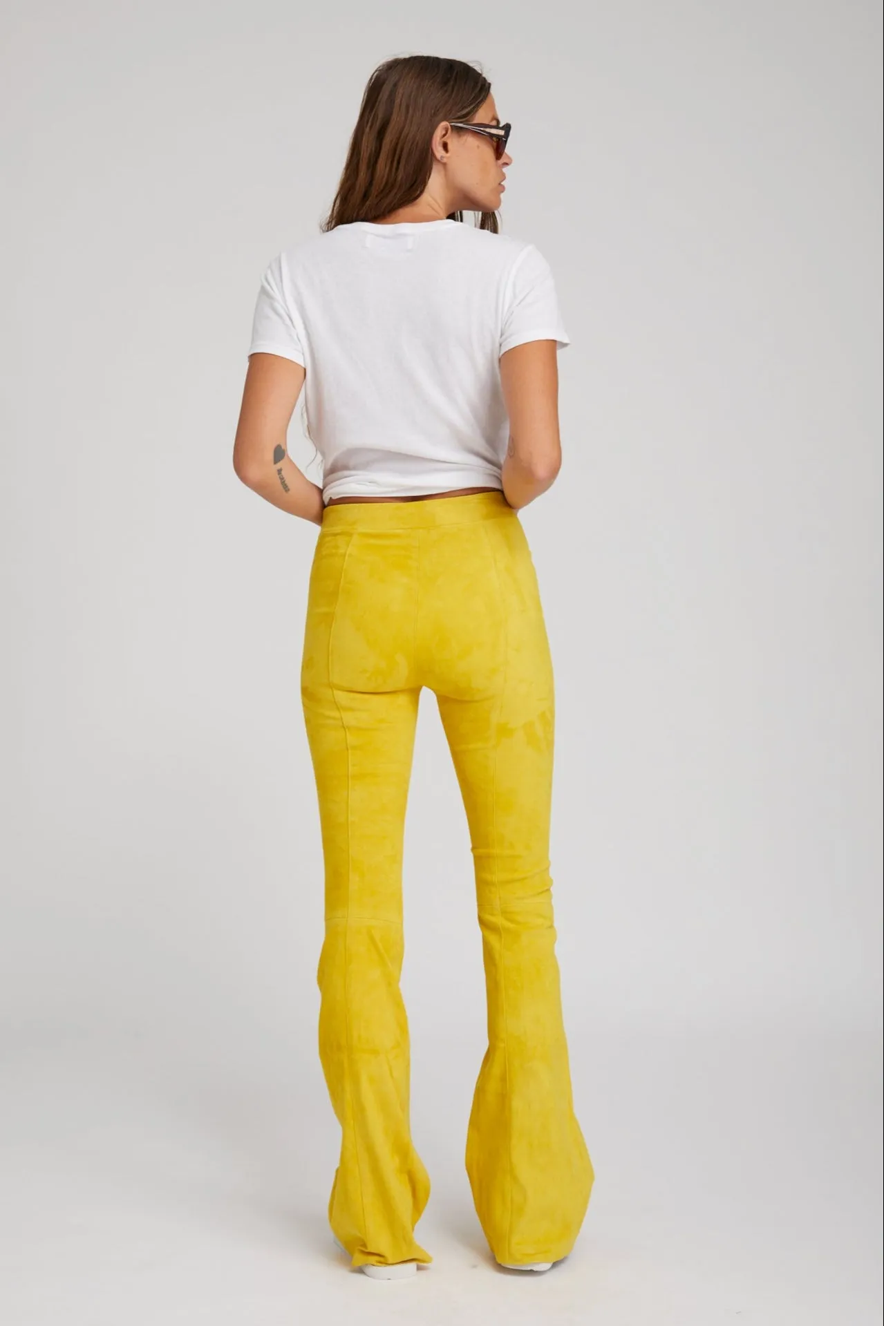 Citron Suede Patch Pocket Super Flare Pants sold by SPRWMN product image thumbnail 3
