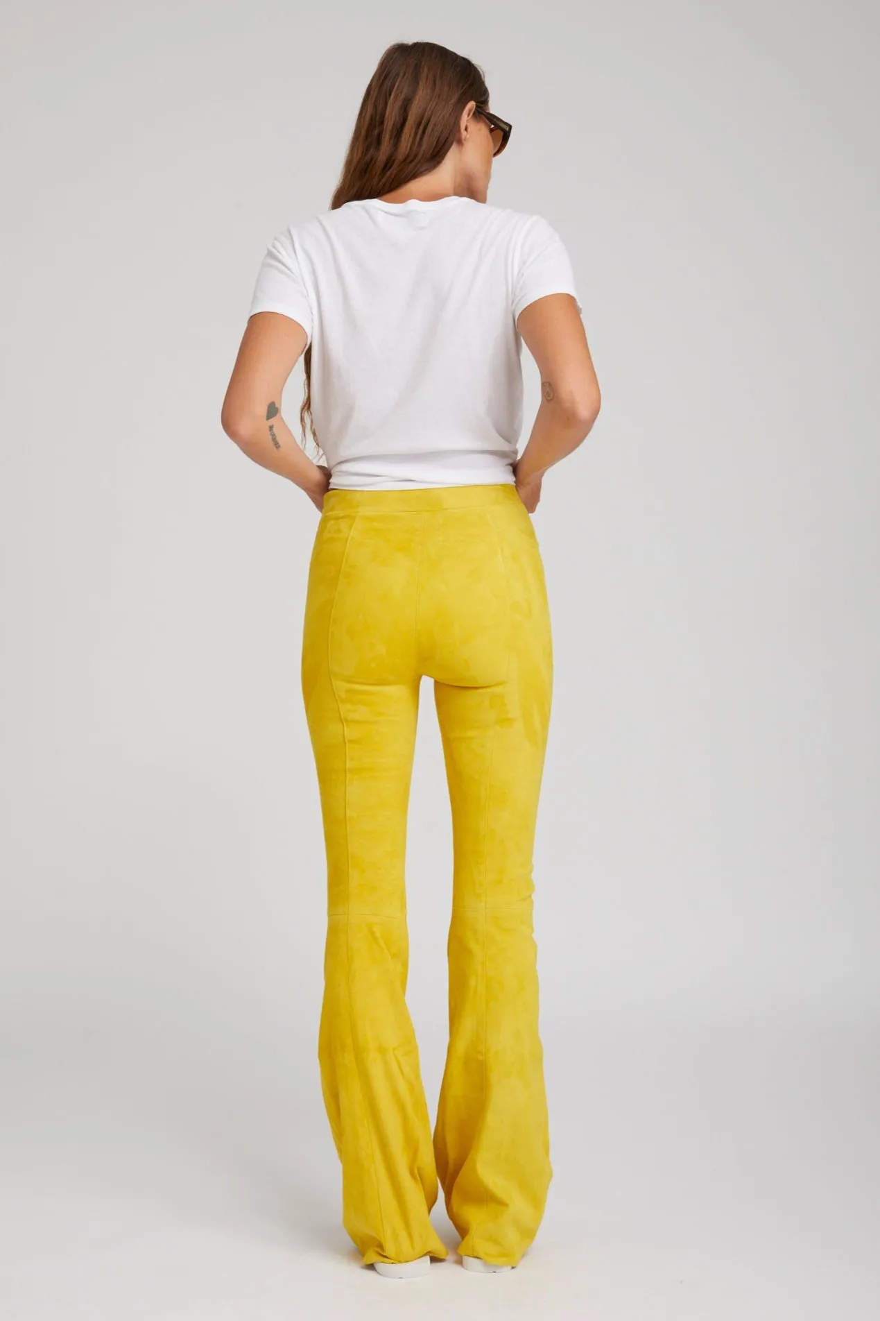 Citron Suede Patch Pocket Super Flare Pants sold by SPRWMN product image thumbnail 4
