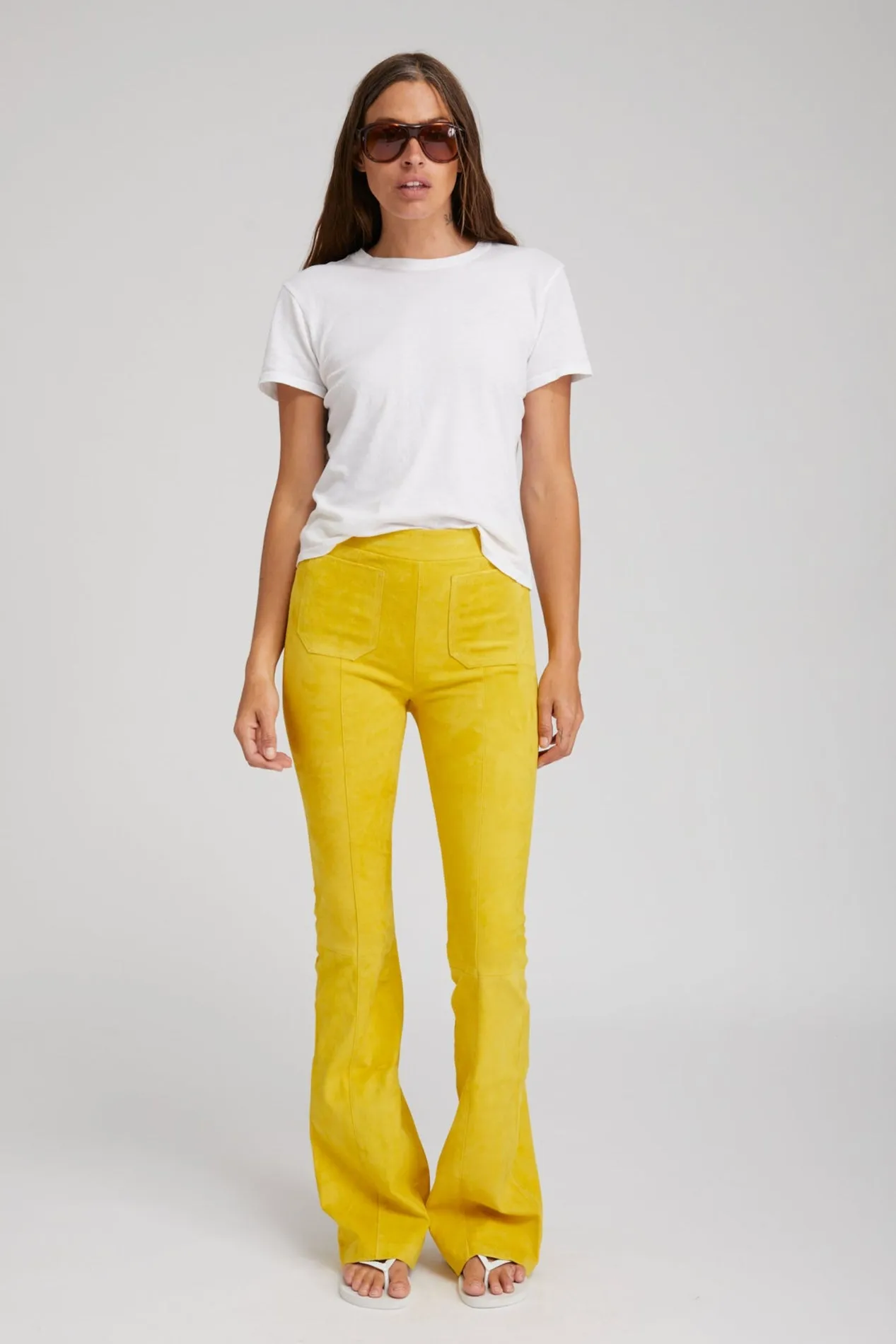Citron Suede Patch Pocket Super Flare Pants sold by SPRWMN product image thumbnail 2