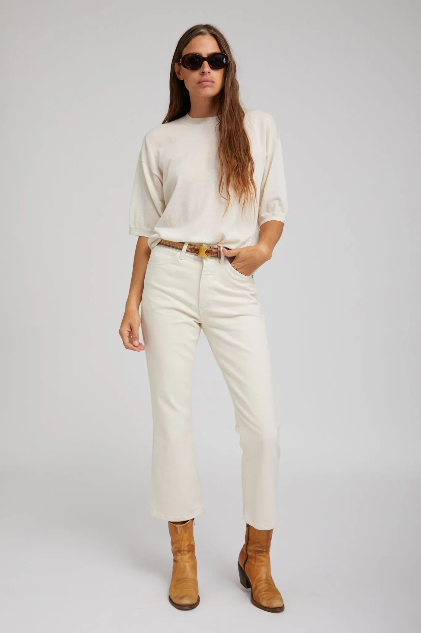 Crop Flare Denim sold by SPRWMN