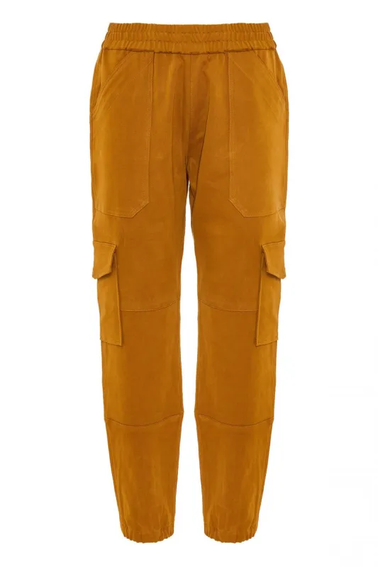 Moss Gold Twill Cargo Joggers made by SPRWMN