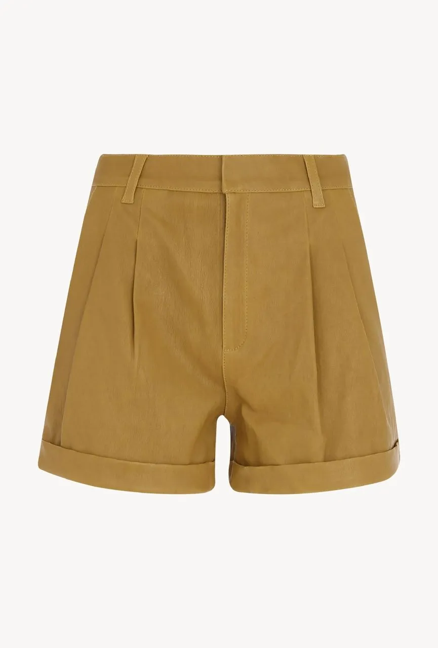Moss Gold Leather Trouser Shorts sold by SPRWMN