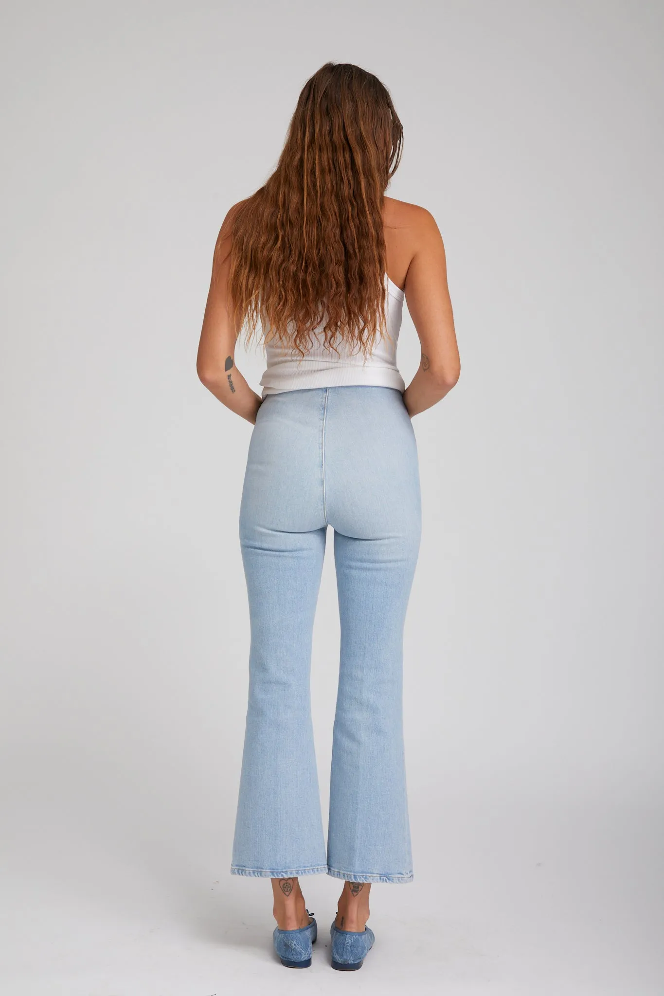 Crop Flare Denim Leggings sold by SPRWMN product image thumbnail 4