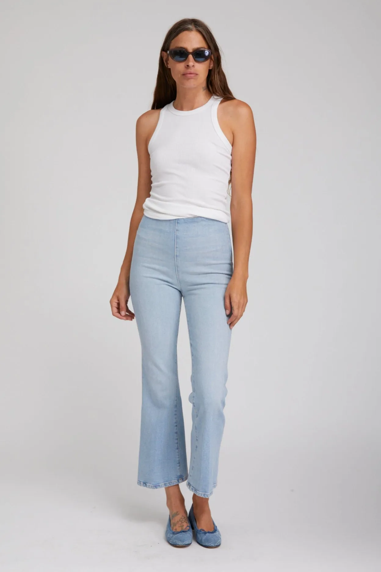 Crop Flare Denim Leggings sold by SPRWMN