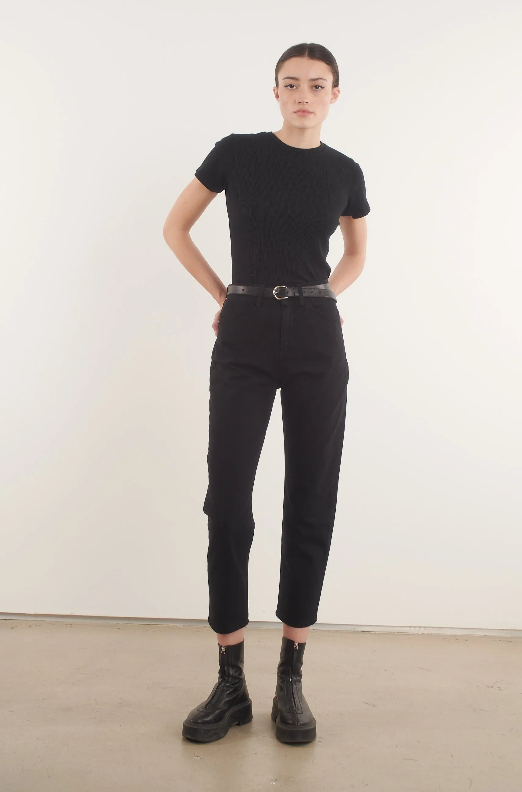 Stevie Black Tapered Straight Leg Denim sold by SPRWMN