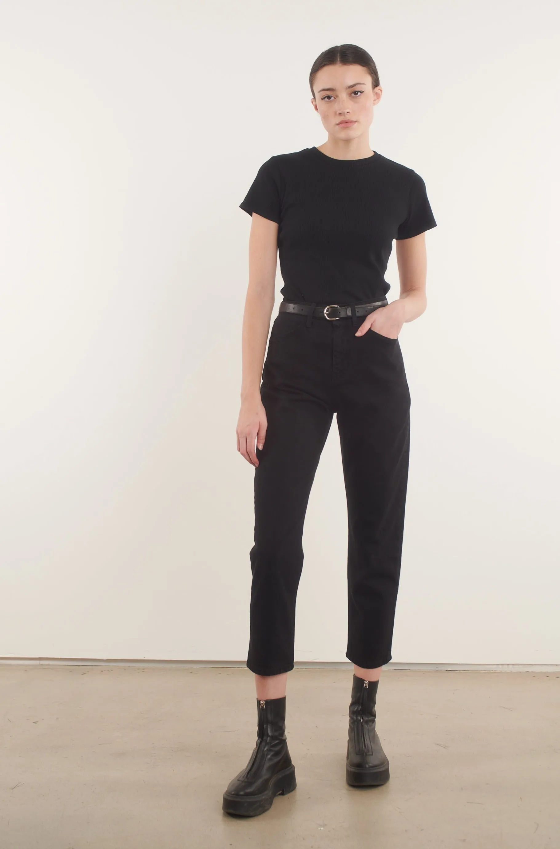 Stevie Black Tapered Straight Leg Denim sold by SPRWMN product image thumbnail 3