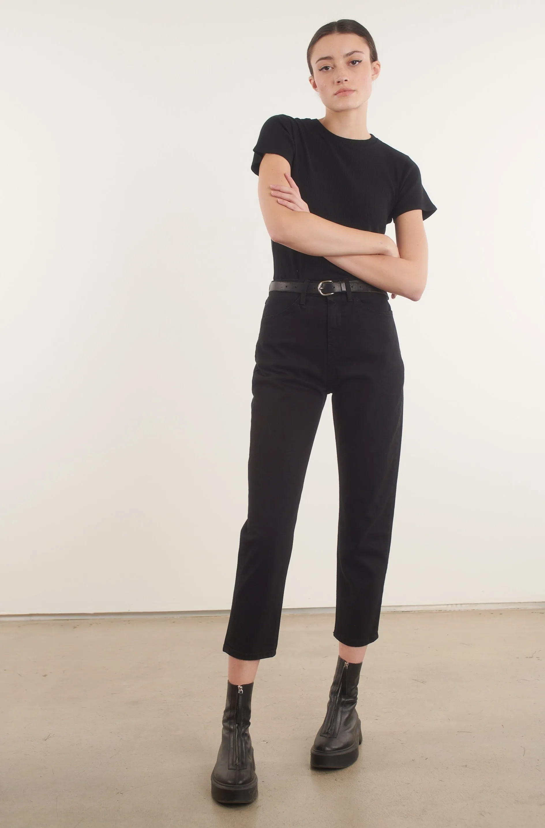 Stevie Black Tapered Straight Leg Denim sold by SPRWMN product image thumbnail 4