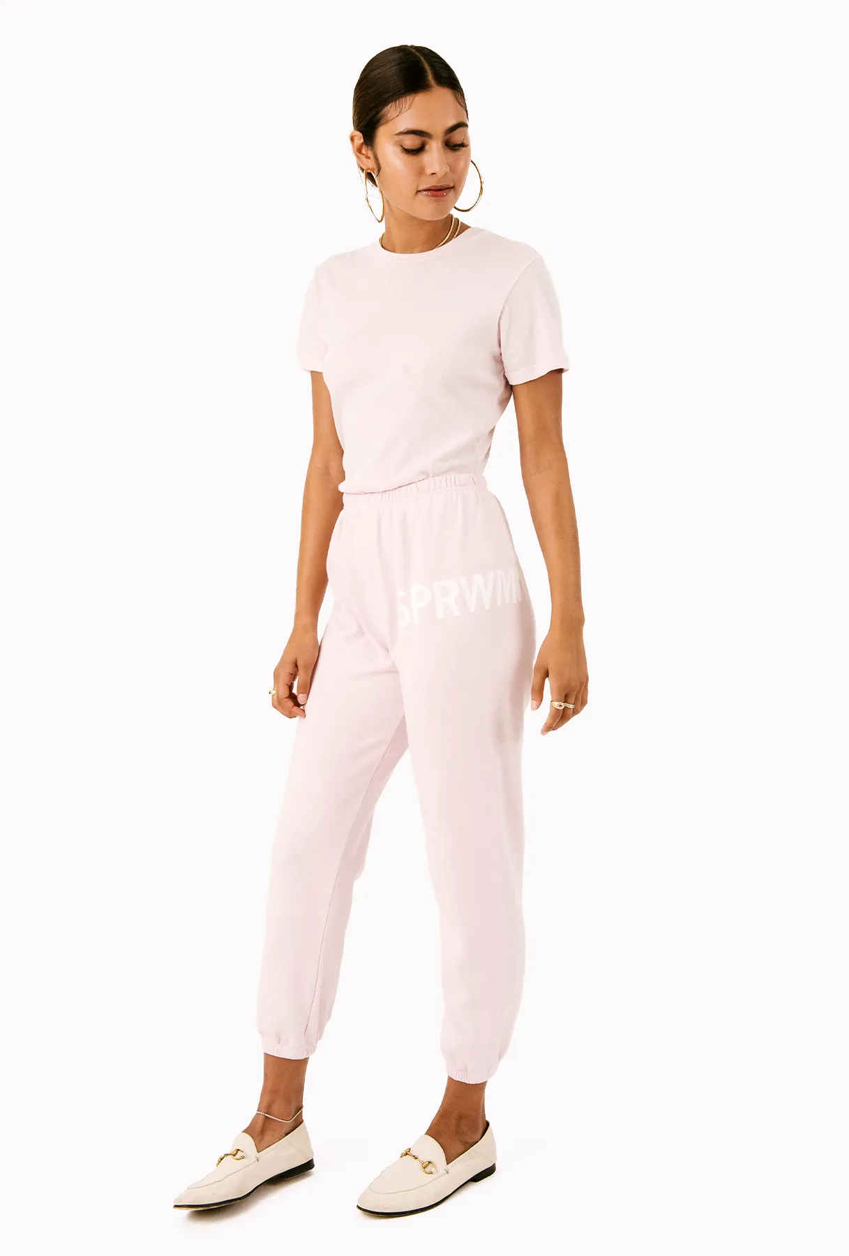 Pale Pink Cotton Big Logo Sweatpants sold by SPRWMN product image thumbnail 3