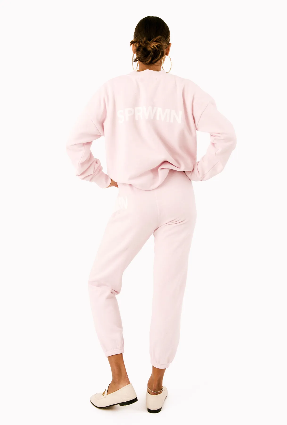 Pale Pink Cotton Big Logo Sweatpants sold by SPRWMN product image thumbnail 4