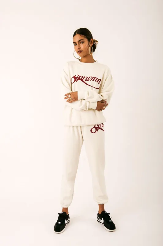 Off White Cotton Logo Script Sweatpants made by SPRWMN