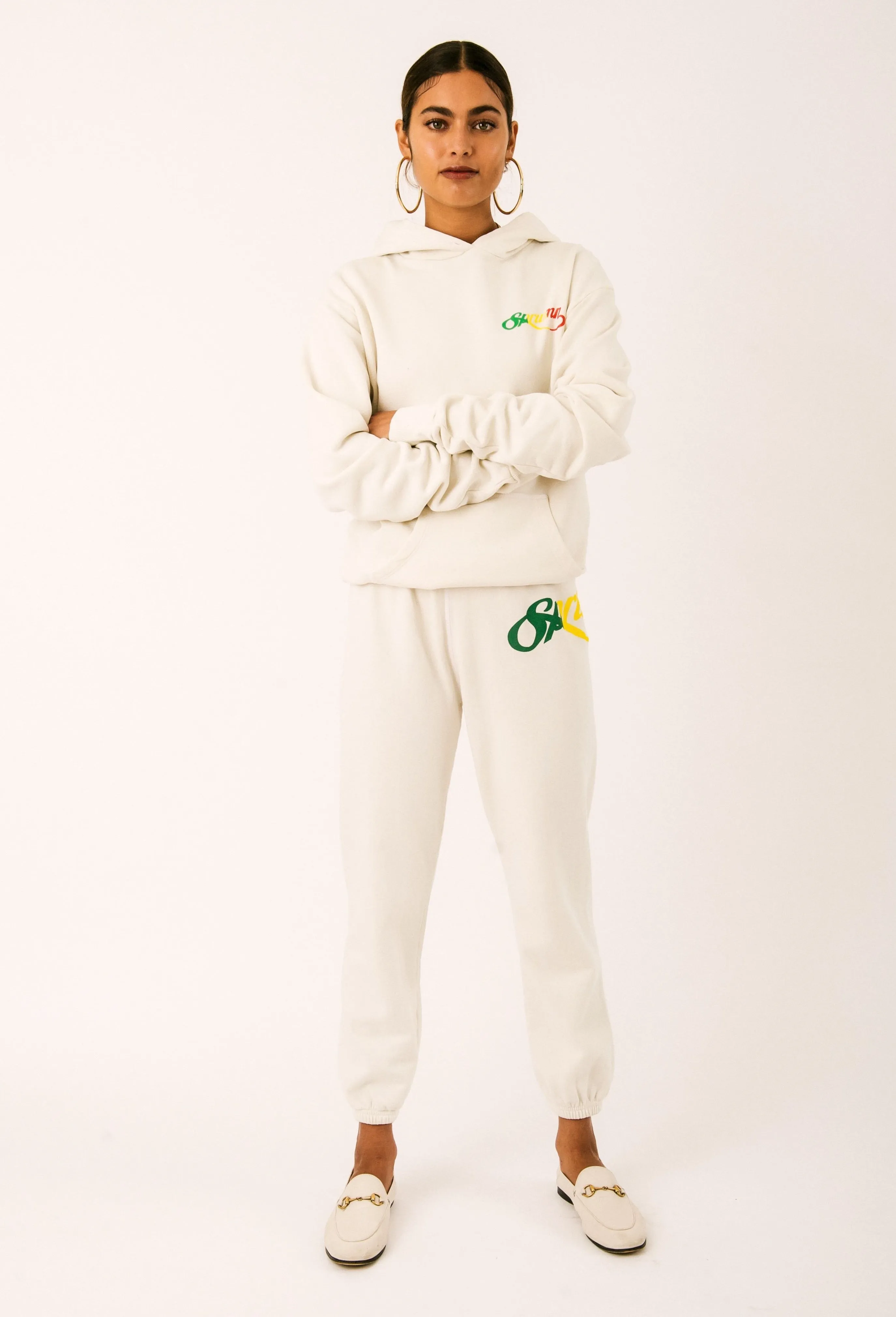 Off White Rasta Script Cotton Logo Hoodie sold by SPRWMN