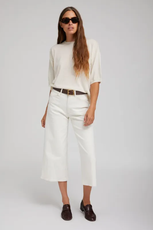 Earhart White Denim Culotte Pants sold by SPRWMN