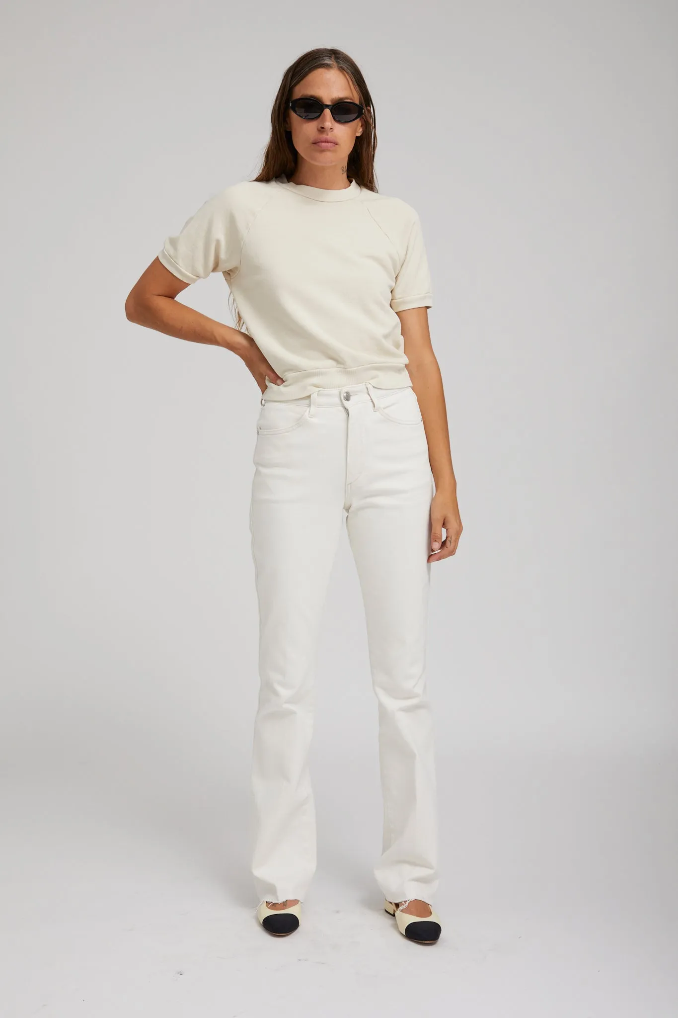 Earhart Vintage White Micro Flare Denim sold by SPRWMN product image thumbnail 2