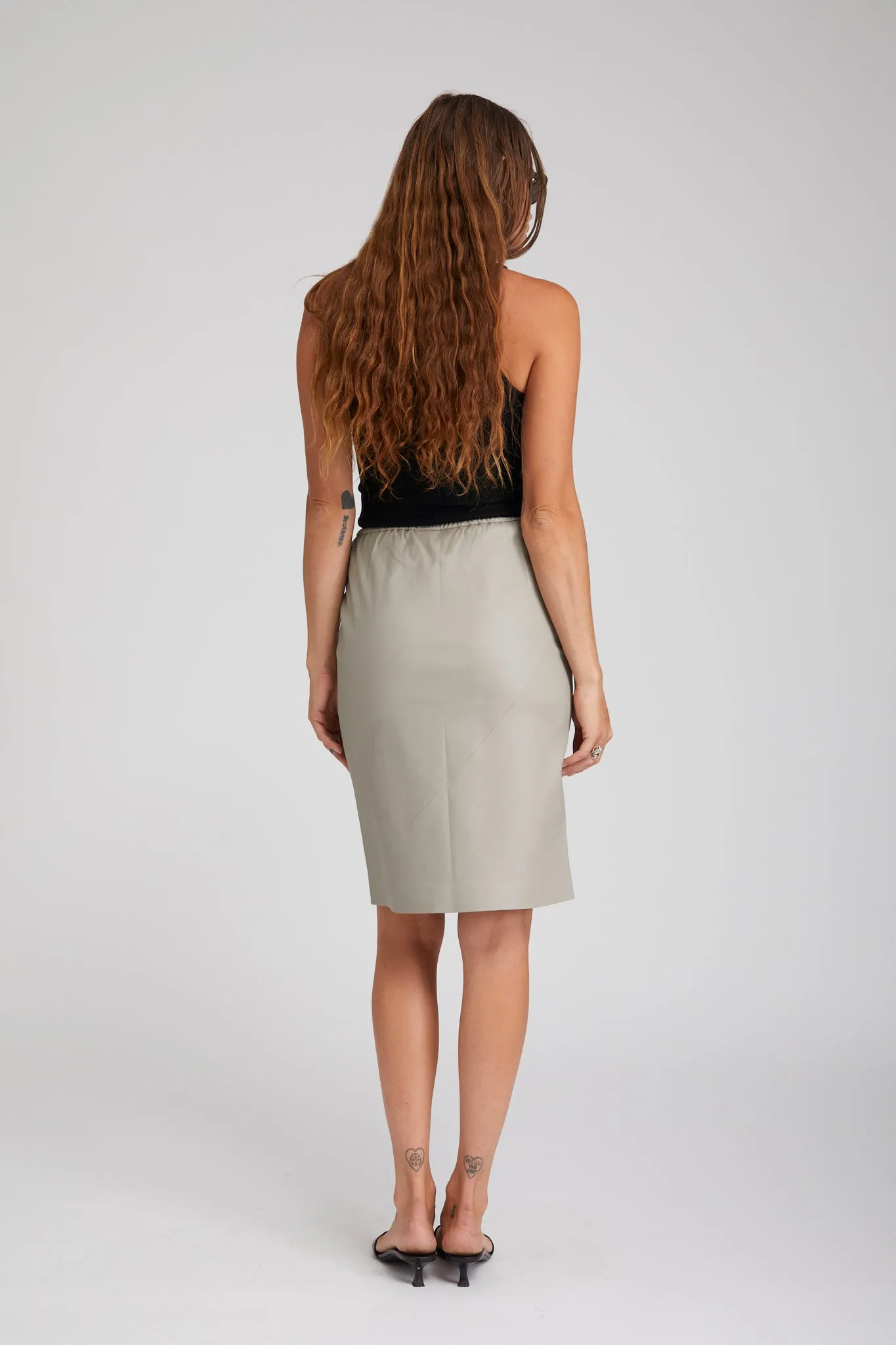 Stone Leather Midi Slip Skirt sold by SPRWMN product image thumbnail 3