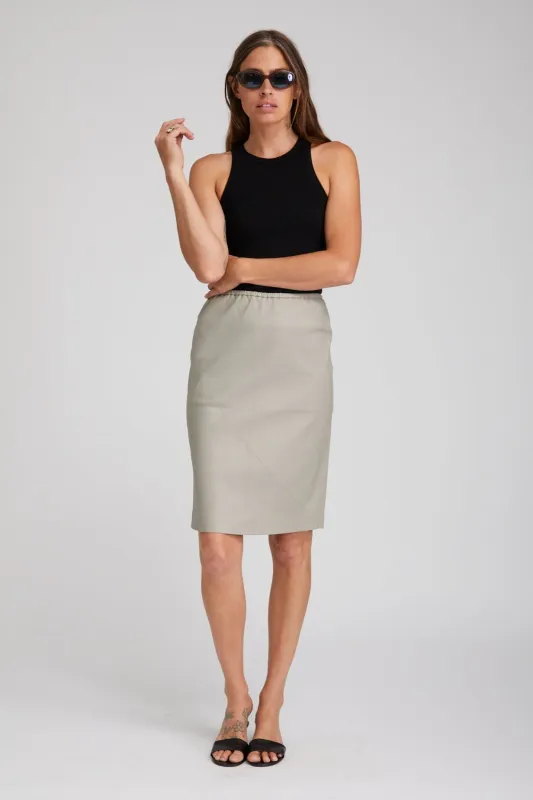 Stone Leather Midi Slip Skirt sold by SPRWMN