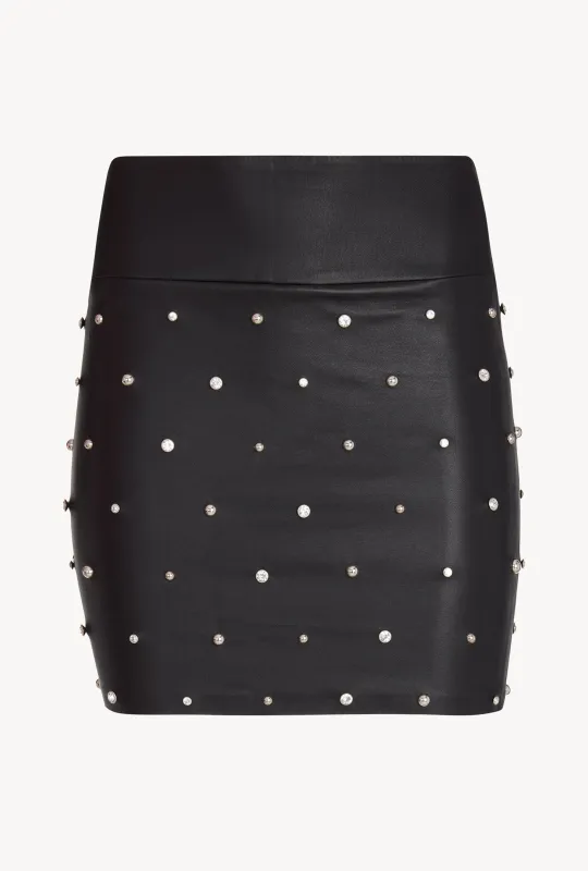 Rhinestone Studded Leather Mini Skirt sold by SPRWMN