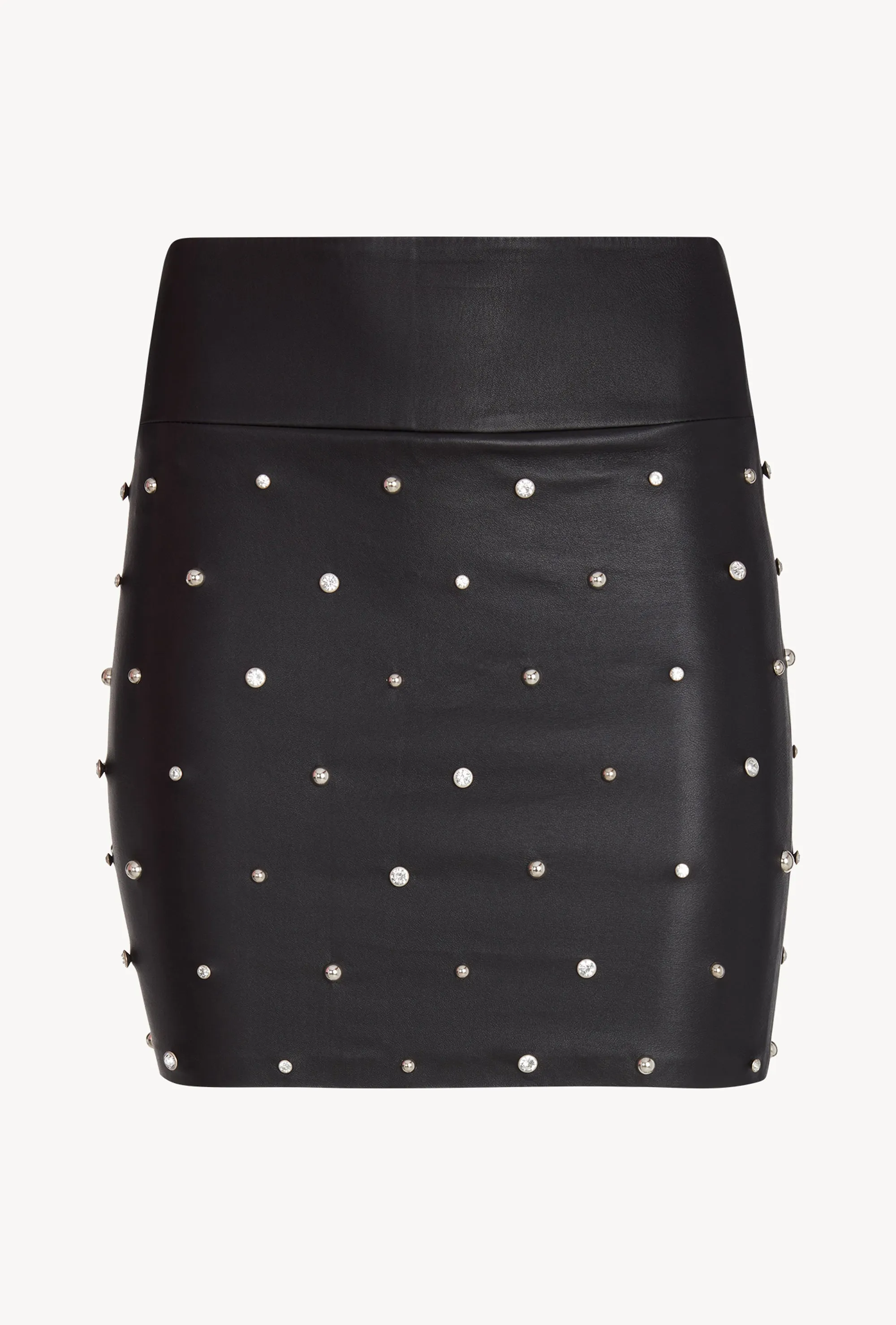Rhinestone Studded Leather Mini Skirt sold by SPRWMN