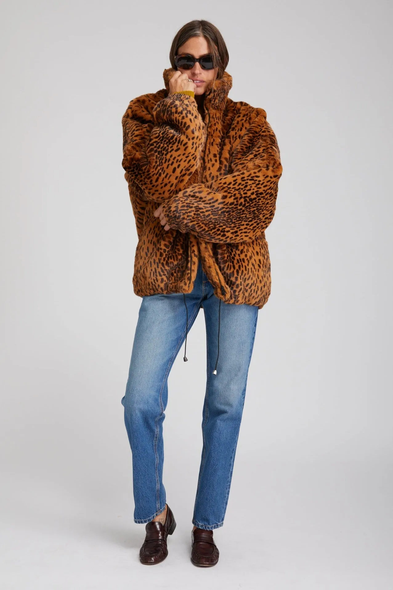 Toffee Leopard Faux Fur Oversized Jacket sold by SPRWMN product image thumbnail 3