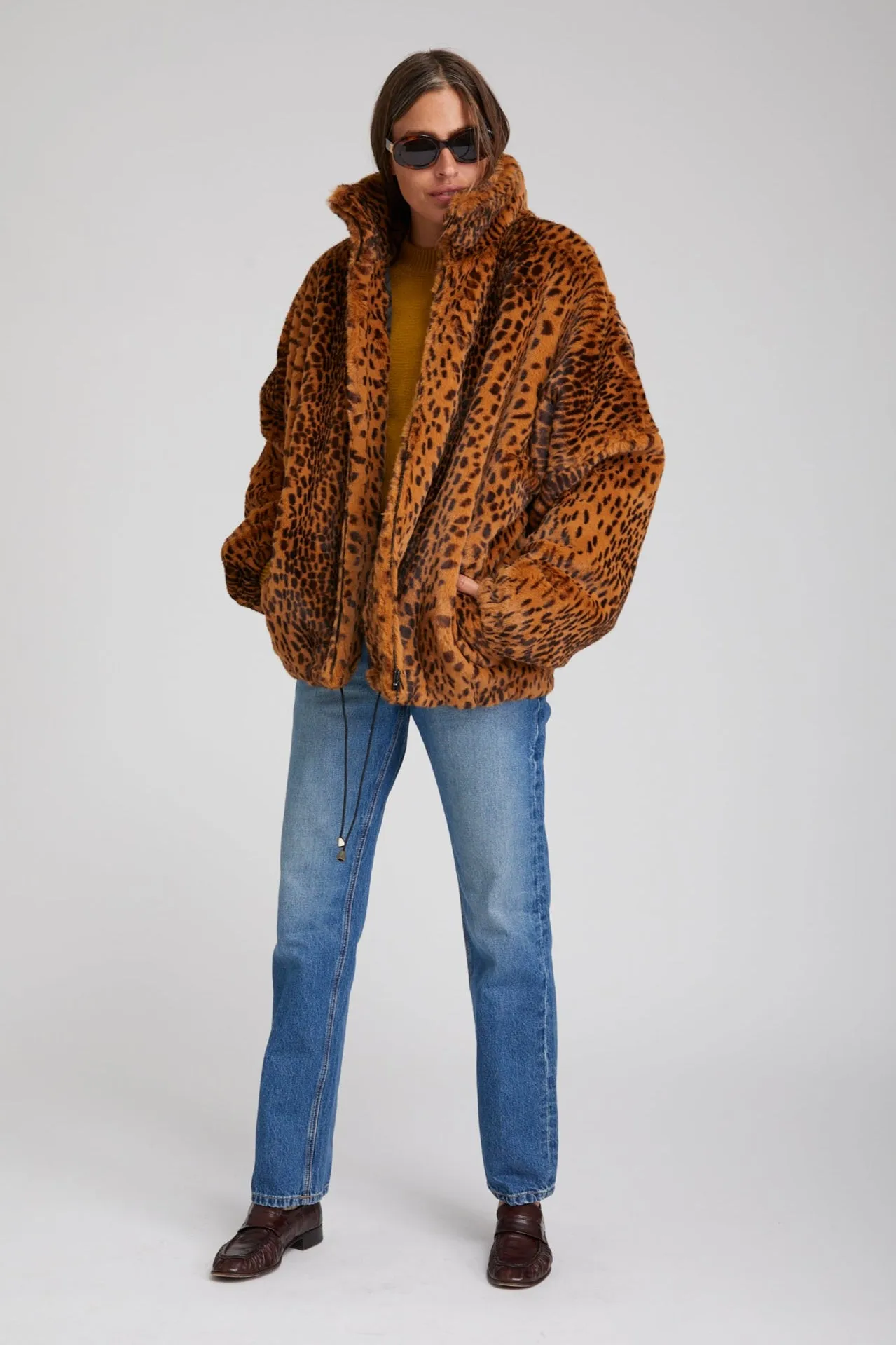 Toffee Leopard Faux Fur Oversized Jacket sold by SPRWMN product image thumbnail 2