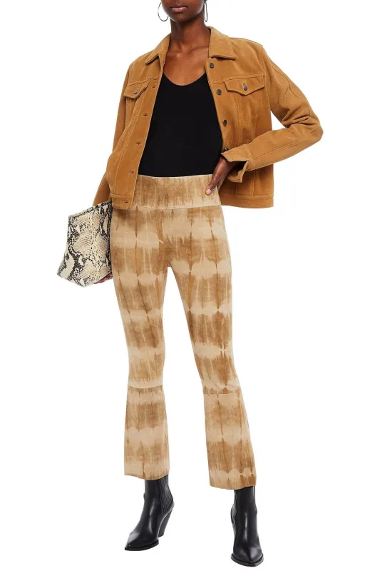 Tan Tie Dye Suede Crop Flare made by SPRWMN