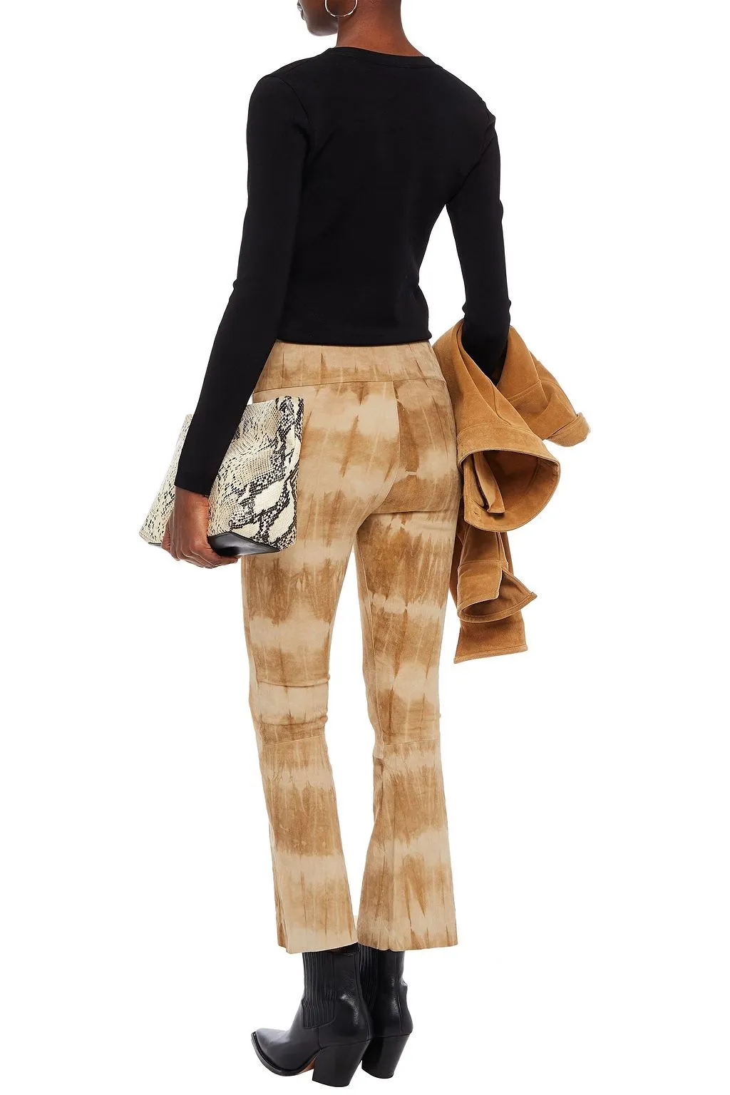 Tan Tie Dye Suede Crop Flare sold by SPRWMN product image thumbnail 2