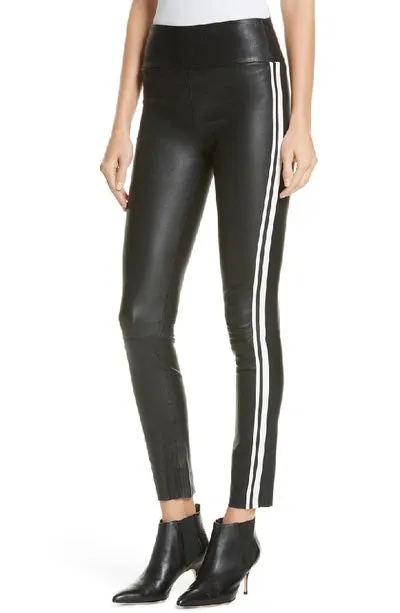 Black and White Stripe Leather Athletic Ankle Legging sold by SPRWMN product image thumbnail 2