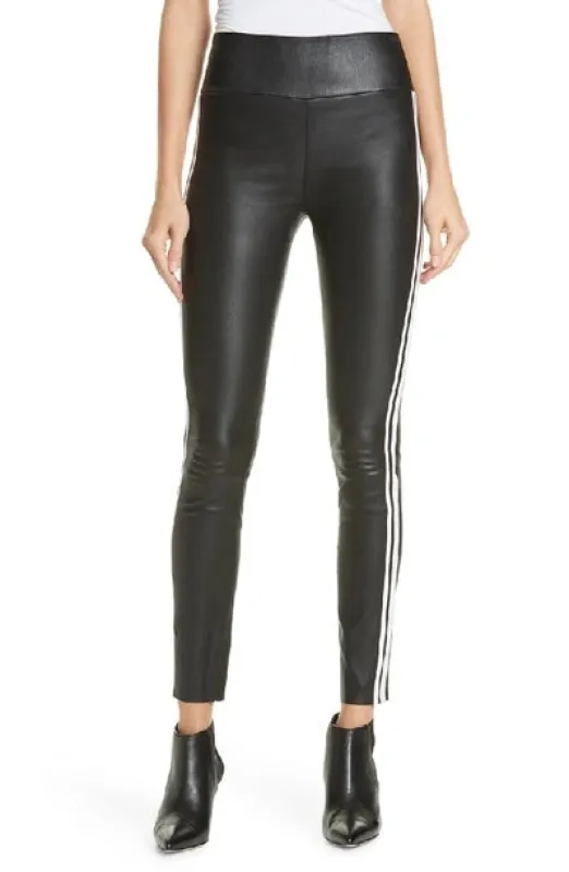 Black and White Stripe Leather Athletic Ankle Legging sold by SPRWMN