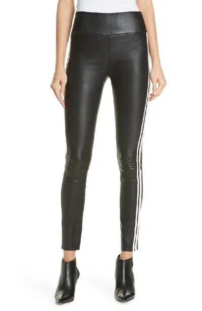 Black and White Stripe Leather Athletic Ankle Legging sold by SPRWMN