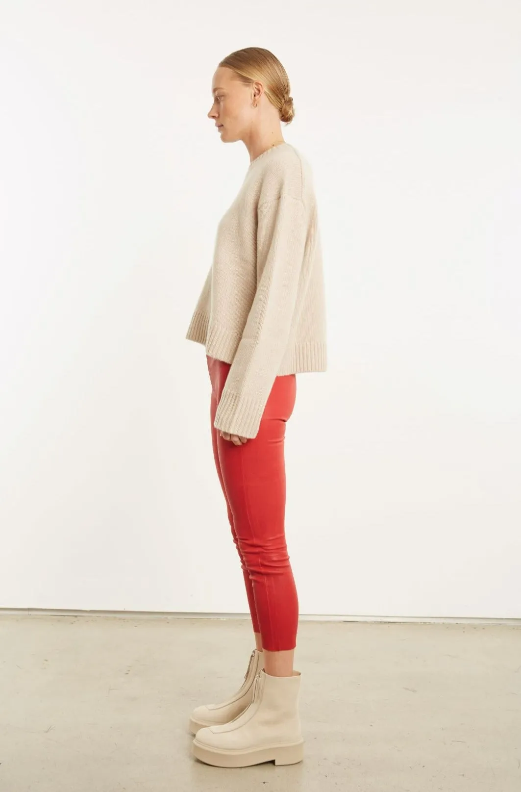 Red Leather Crop Leggings sold by SPRWMN product image thumbnail 3