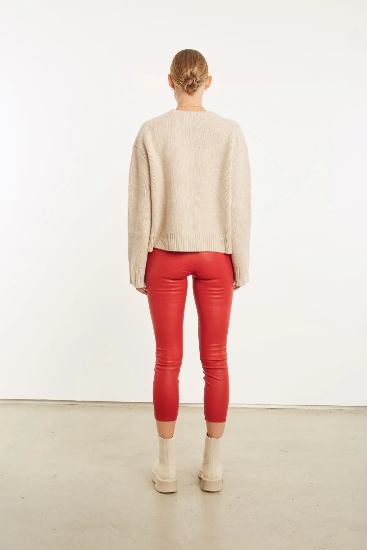 Red Leather Crop Leggings sold by SPRWMN product image thumbnail 4