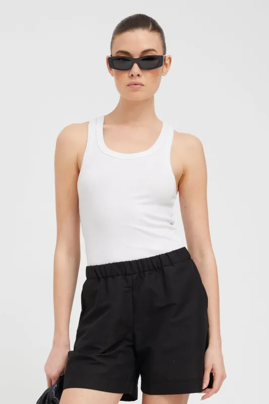 White Rib Fitted Scooped Tank PR sold by SPRWMN