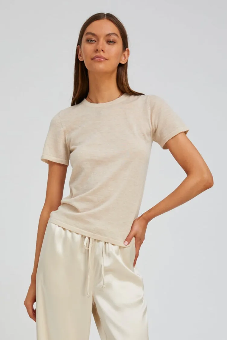 Latte Ultra Fine Cashmere Tee PR sold by SPRWMN