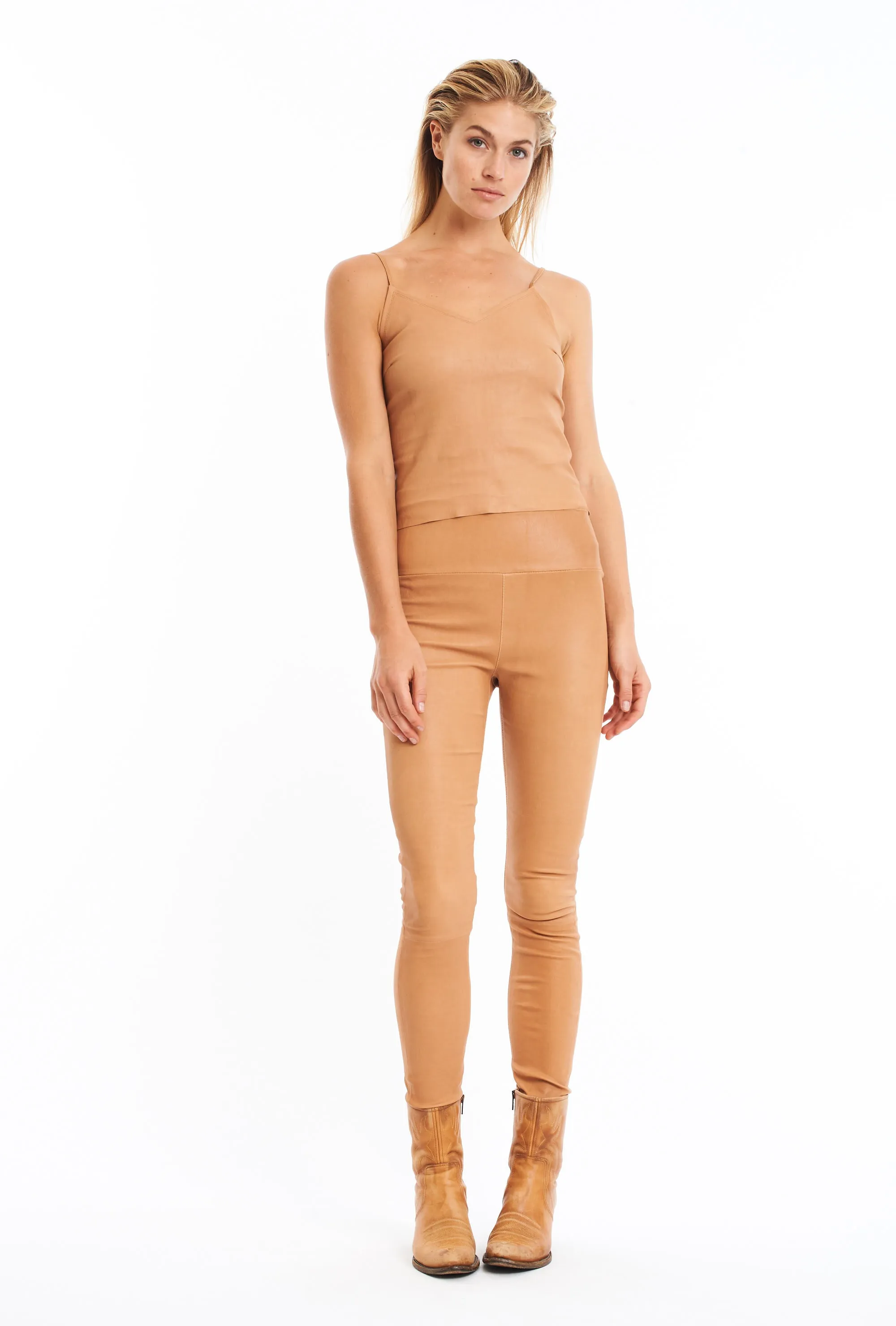 Caramel Leather Ankle Leggings sold by SPRWMN product image thumbnail 3