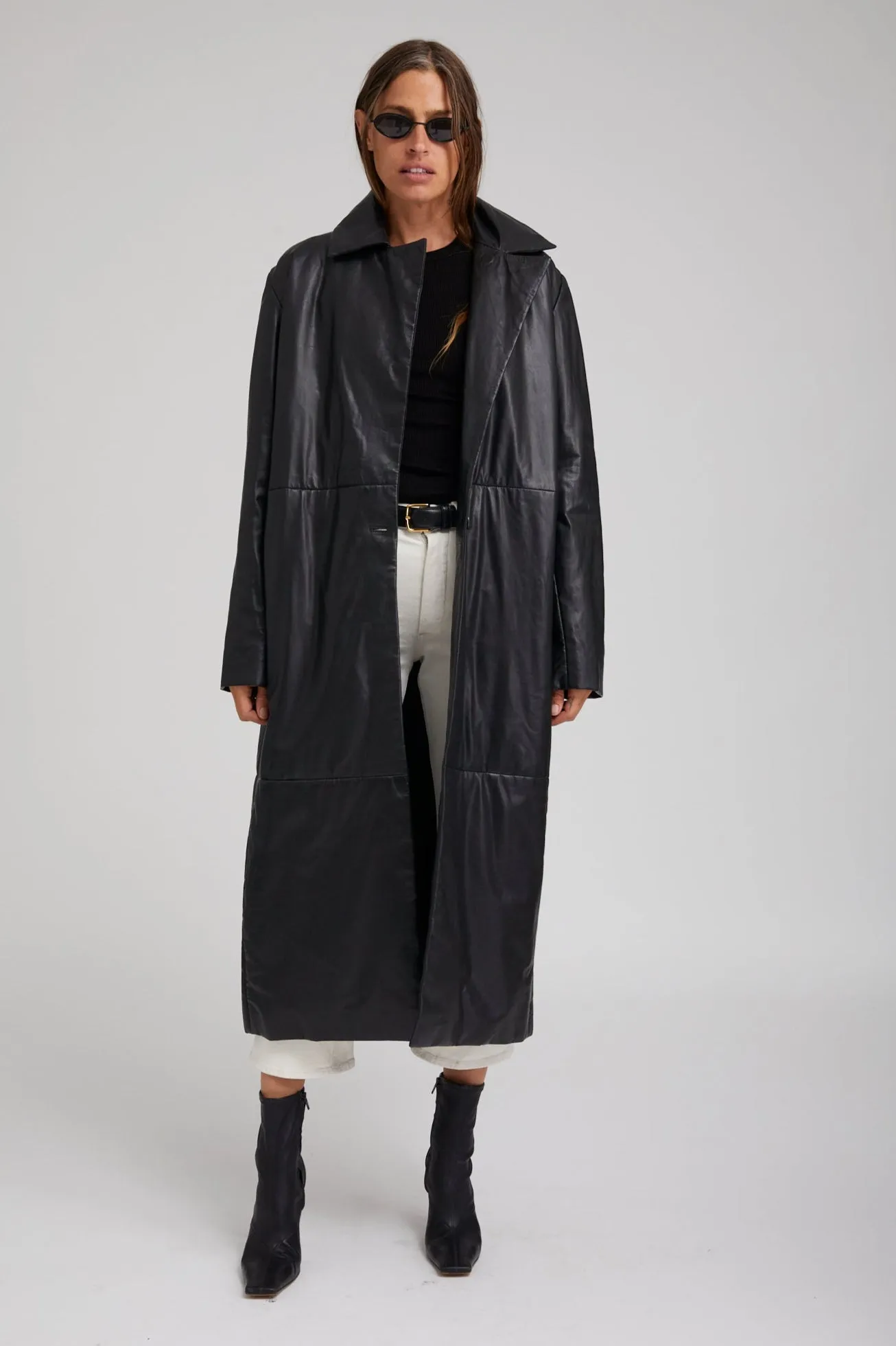 Black Leather Long Puffer Coat sold by SPRWMN product image thumbnail 2