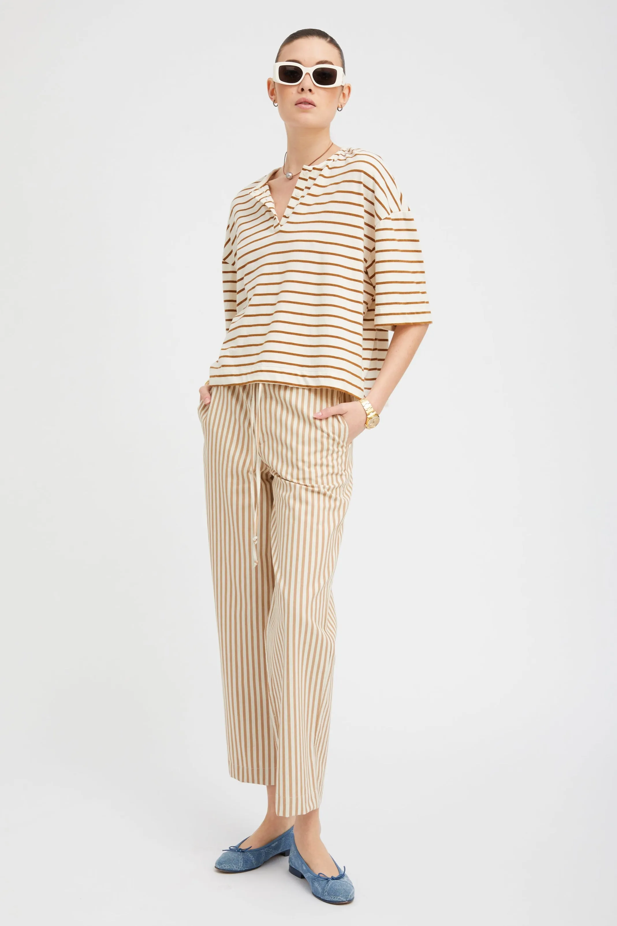 Camel Stripe Linen Amalfi Pants PR sold by SPRWMN product image thumbnail 2