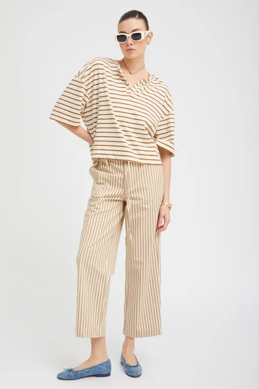 Camel Stripe Linen Amalfi Pants PR sold by SPRWMN